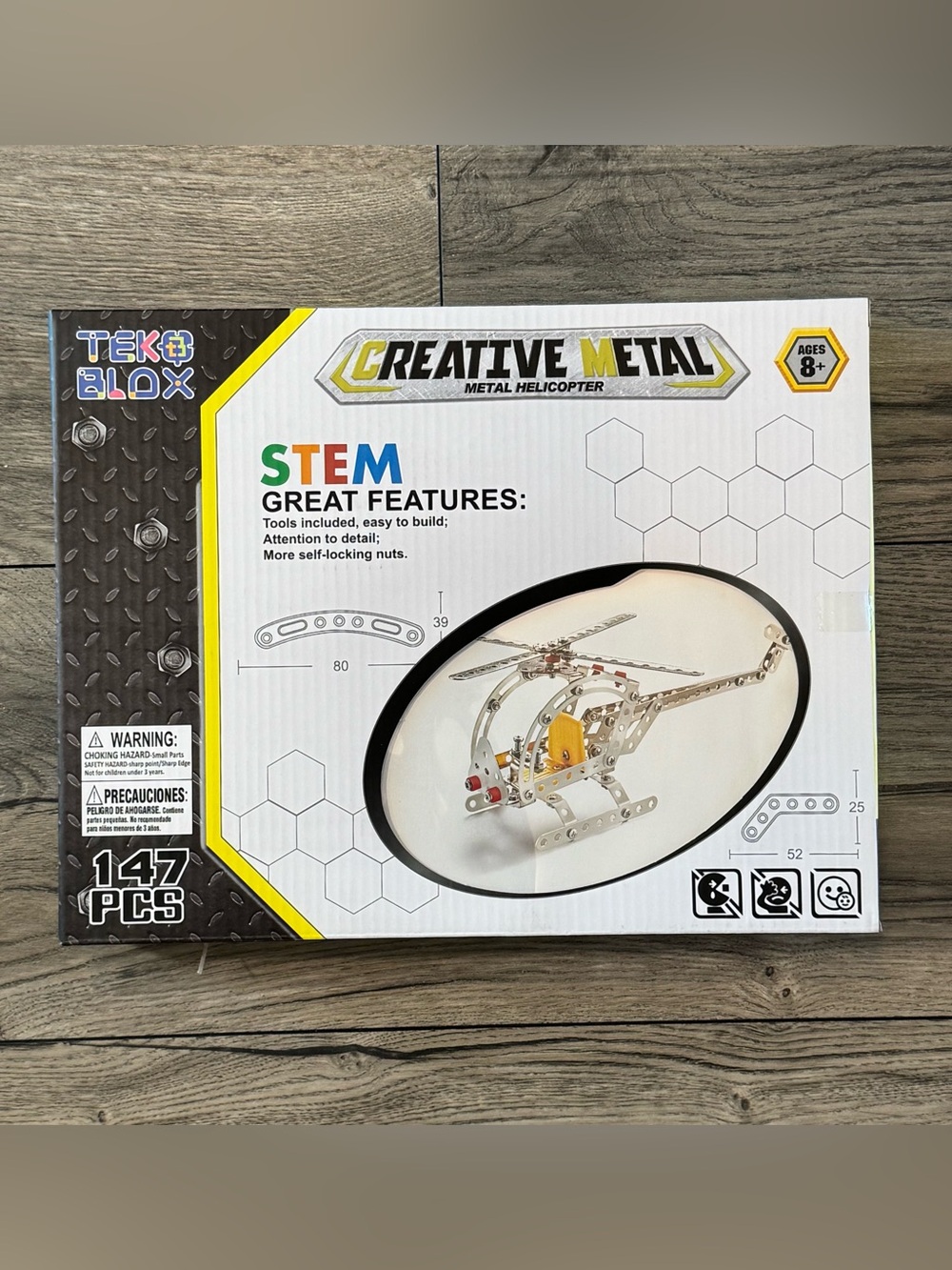 Teko Blox Creative Metal Helicopter 147 Piece STEM Building Kit